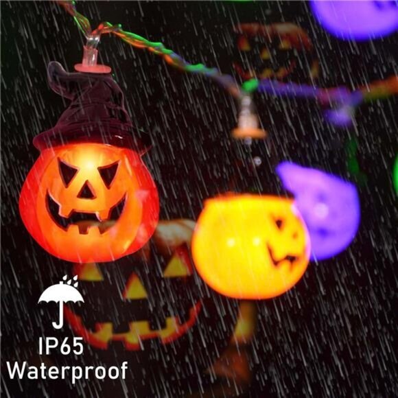 Upgraded Battery Operated Halloween Pumpkin Lights, 30 LED, 8 Modes, Waterproof - Picture 7 of 7